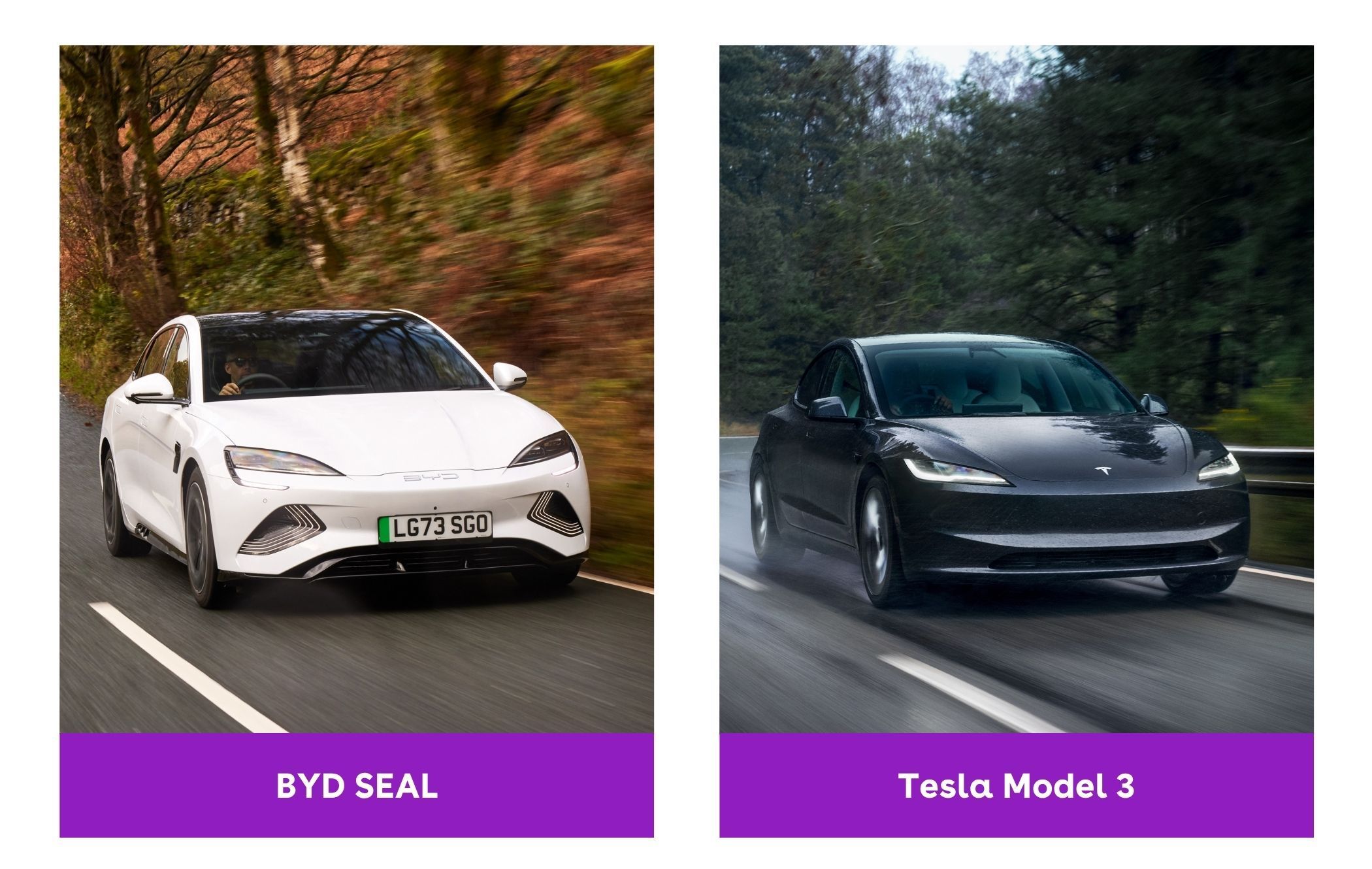 BYD Seal e Tesla Model 3 comparados lado a lado 2026