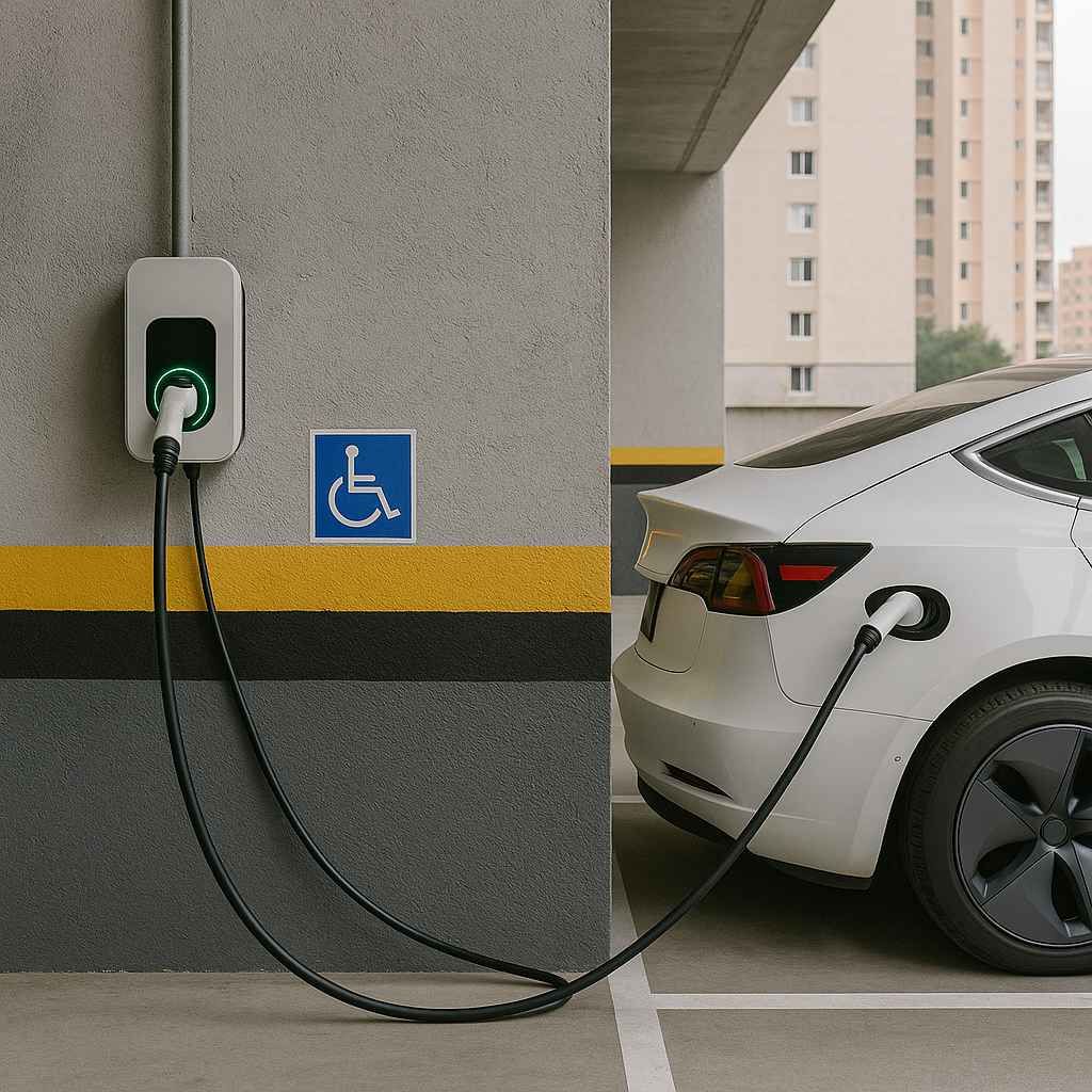 Instalação de carregador wallbox para carro elétrico em condomínio